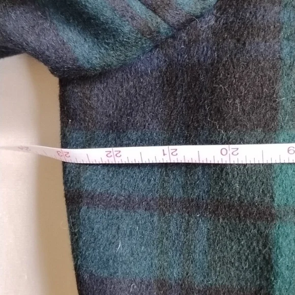 JW Anderson X Uniqlo Wool Pea Coat M Plaid Double Breasted Green Blue Black